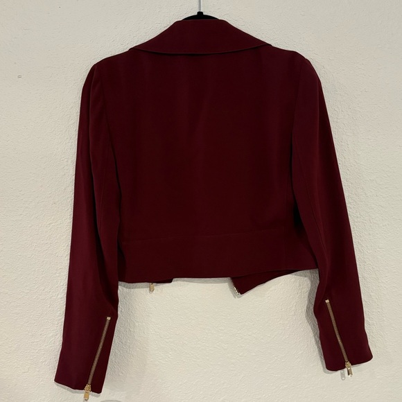 Club Monaco Deep Red Polyester Jacket with Gold Zippers - Picture 4 of 7